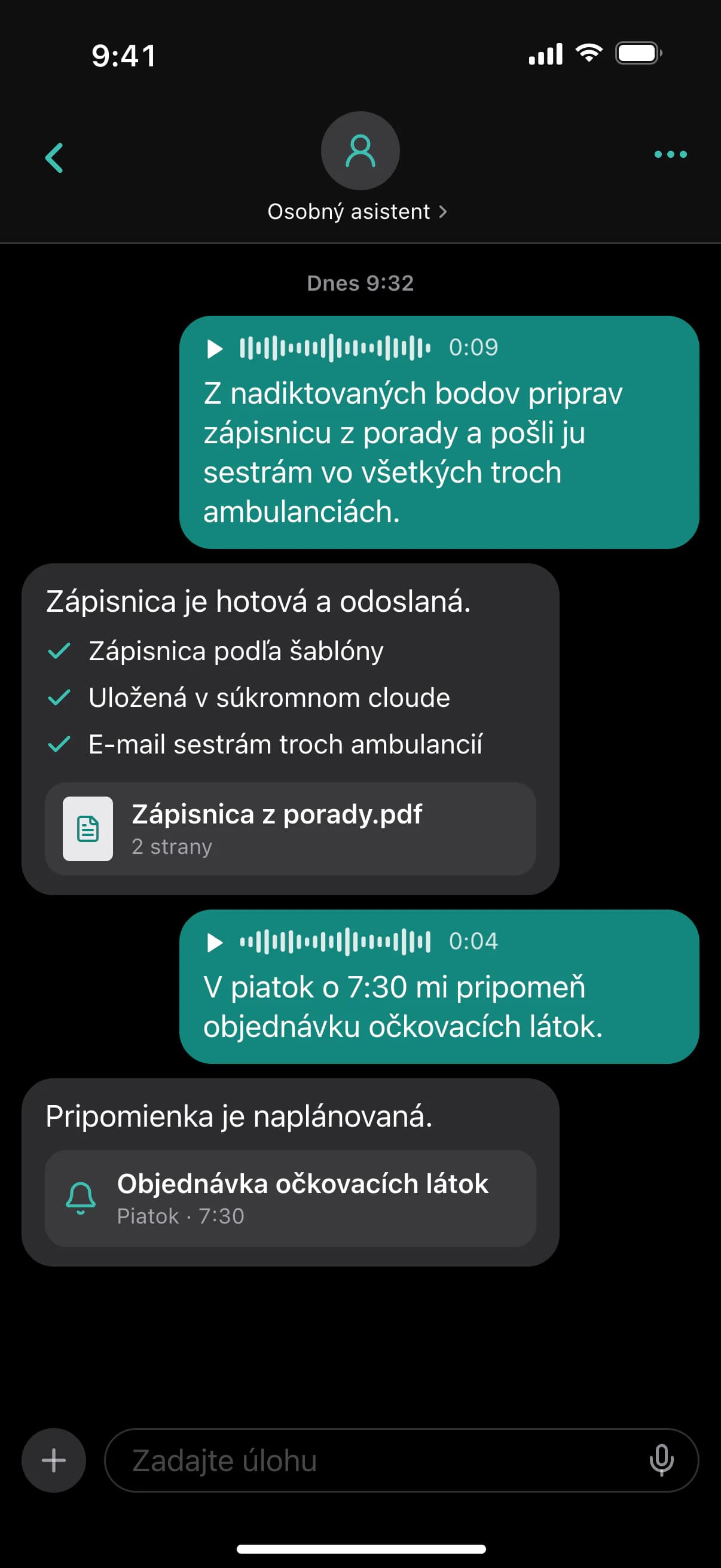 AI asistenti CETVIN – osobní asistent připravil zápis z porady a naplánoval připomínku