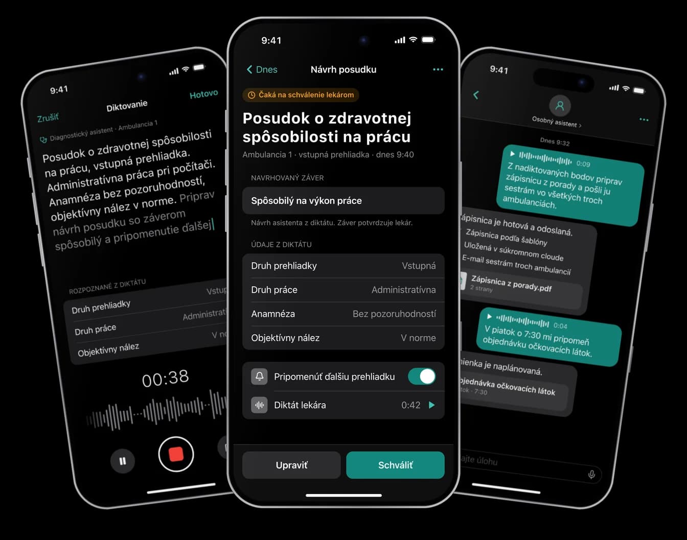 AI asistenti CETVIN – diktovanie, návrh posudku na schválenie lekárom a osobný asistent (ilustračná ukážka)