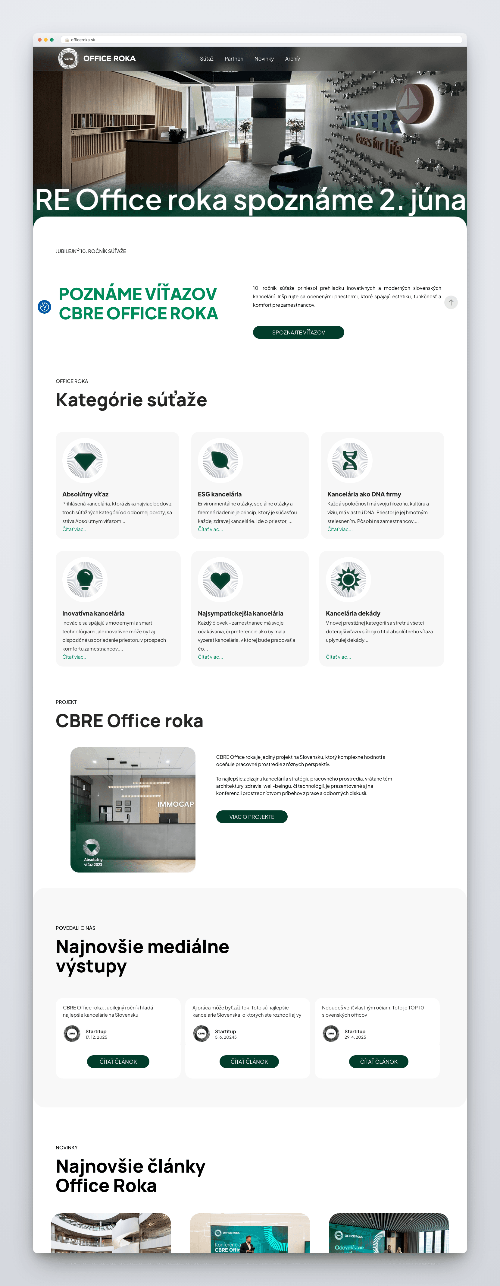Súťažný a redakčný web pre jubilejný 10. ročník — ukážka rozhrania 1