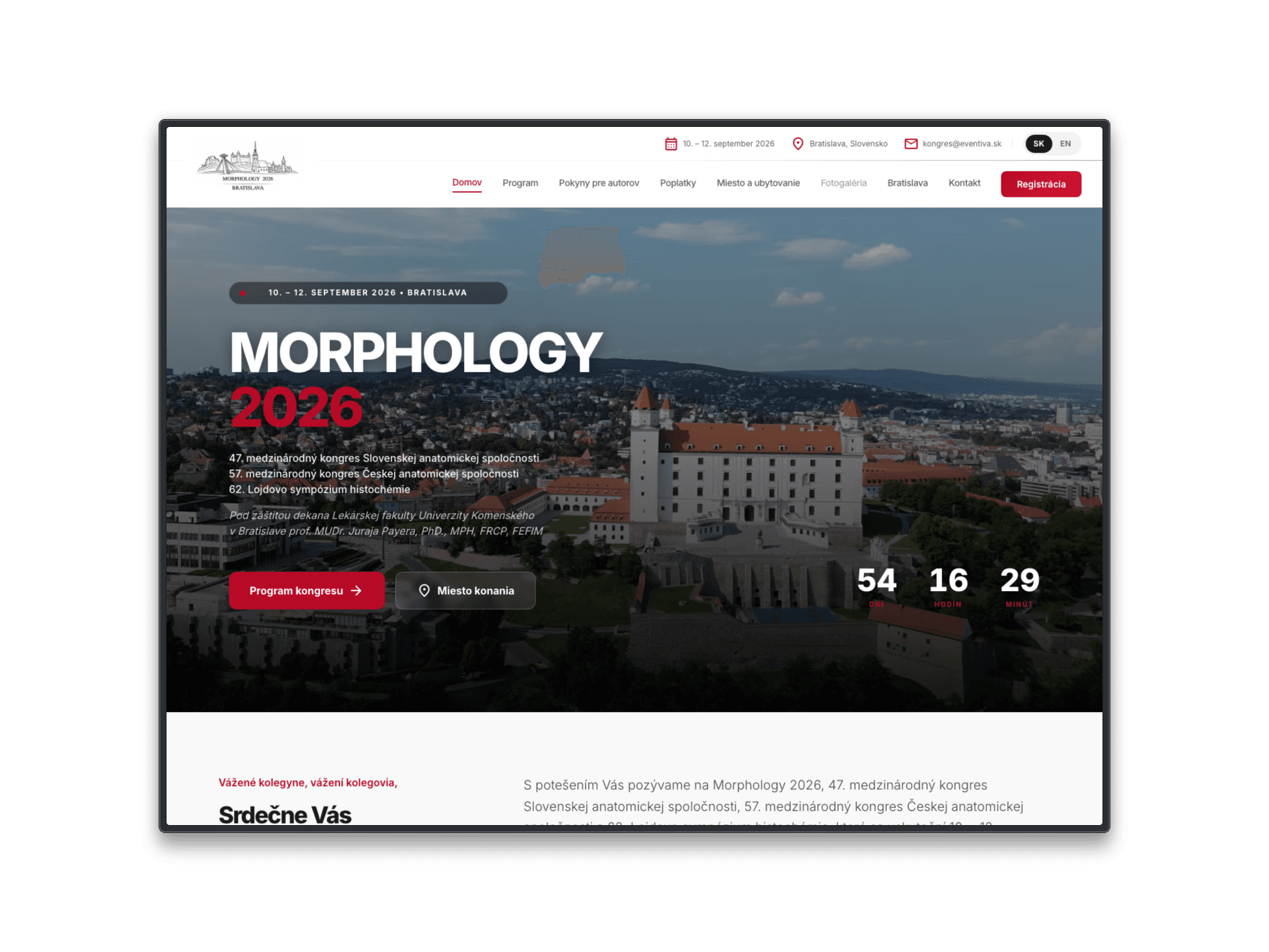 Registration and payment system for professional congresses — preview