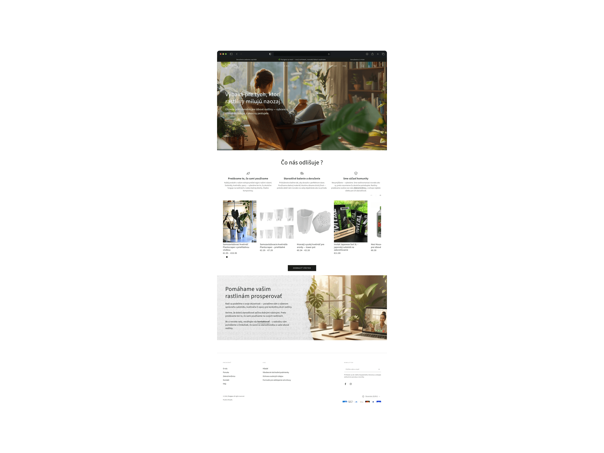 E-shop s príslušenstvom pre izbové rastliny — ukážka rozhrania 1