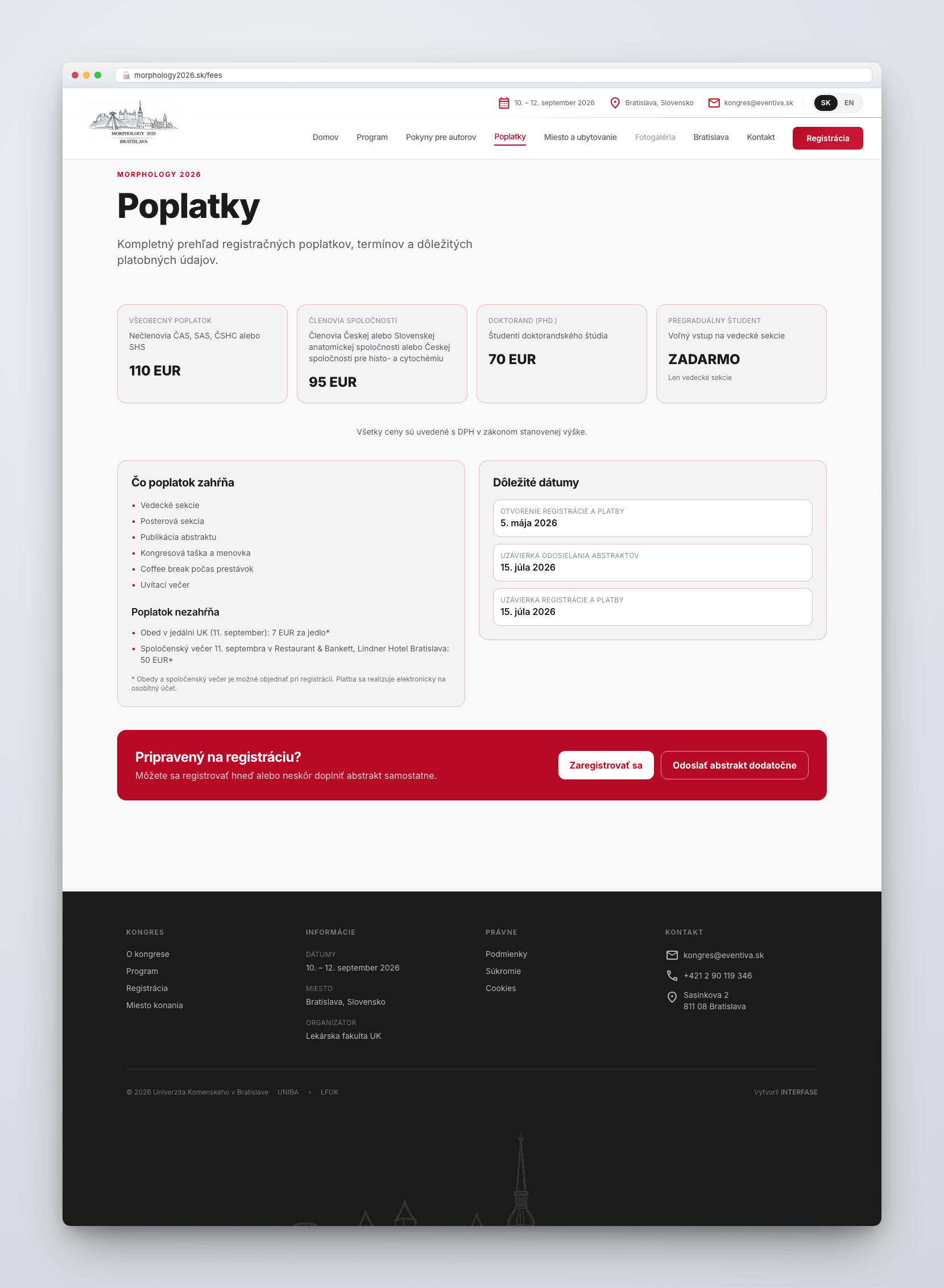 Registration and payment system for professional congresses — ukážka rozhrania 3