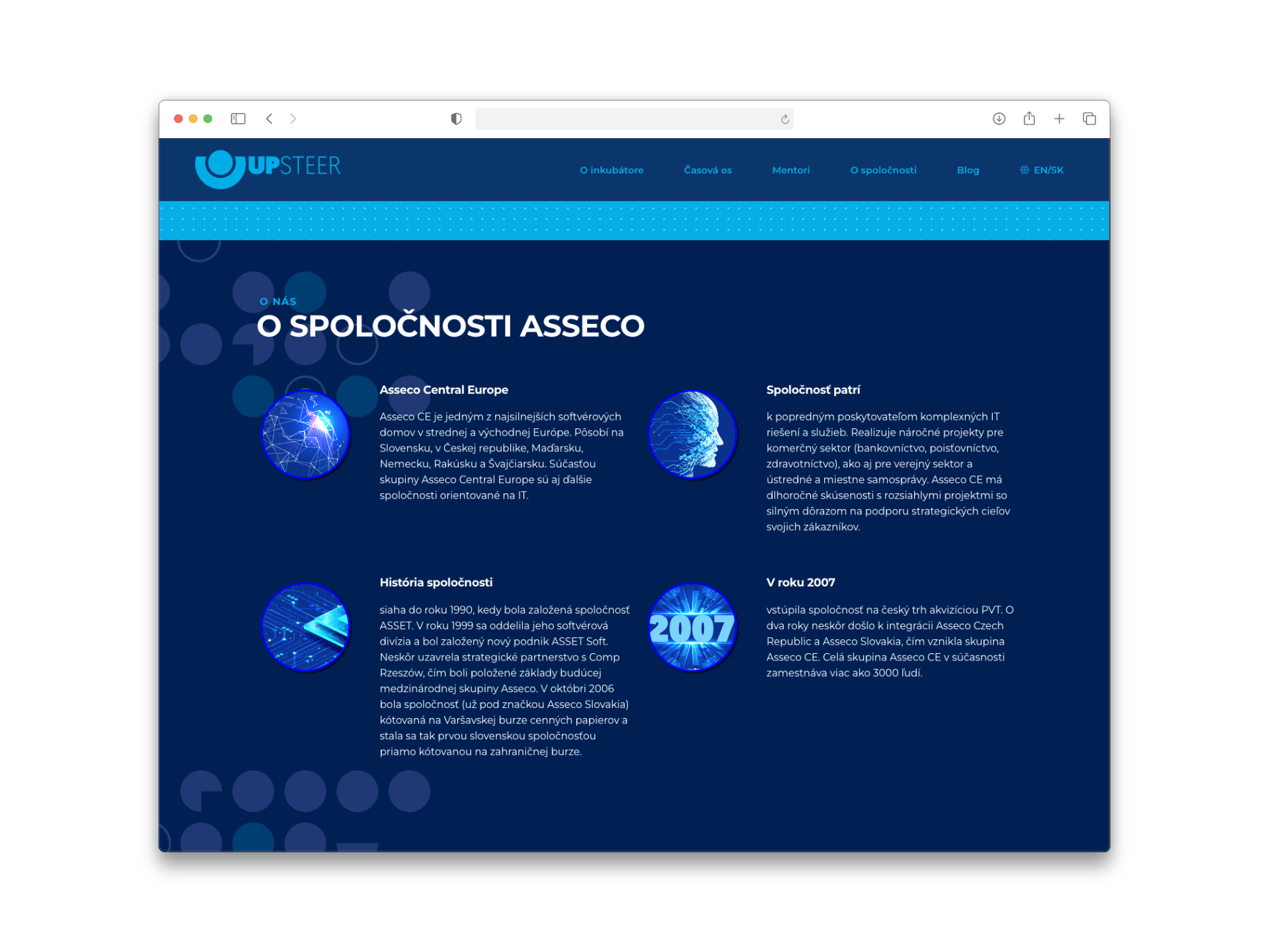 Digitálna prezentácia pre firemný akceleračný program — ukážka rozhrania 3