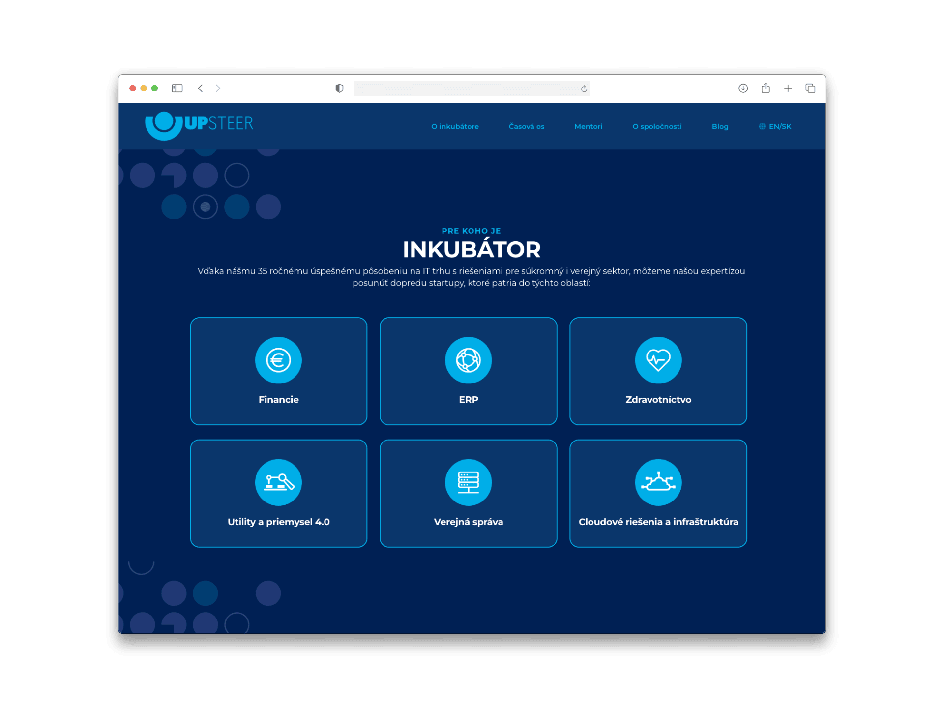 Digitálna prezentácia pre firemný akceleračný program — ukážka rozhrania 2