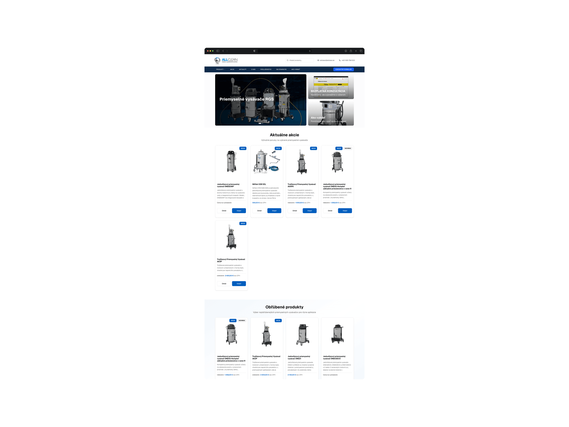 B2B katalógový e-shop s produktovou konfiguráciou — ukážka rozhrania 1