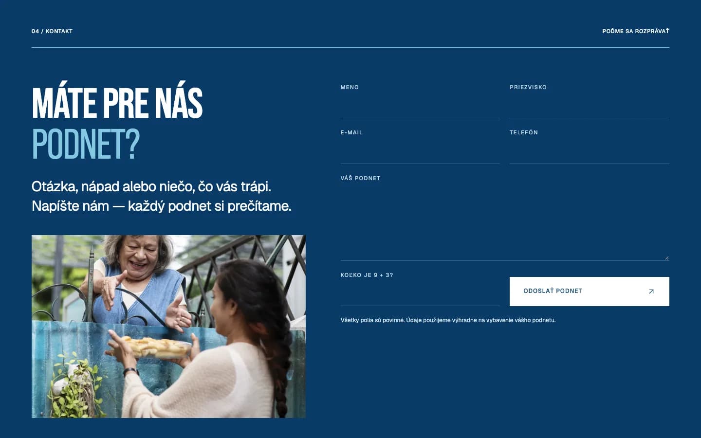 Medzi nami susedmi – formulár Máte pre nás podnet?