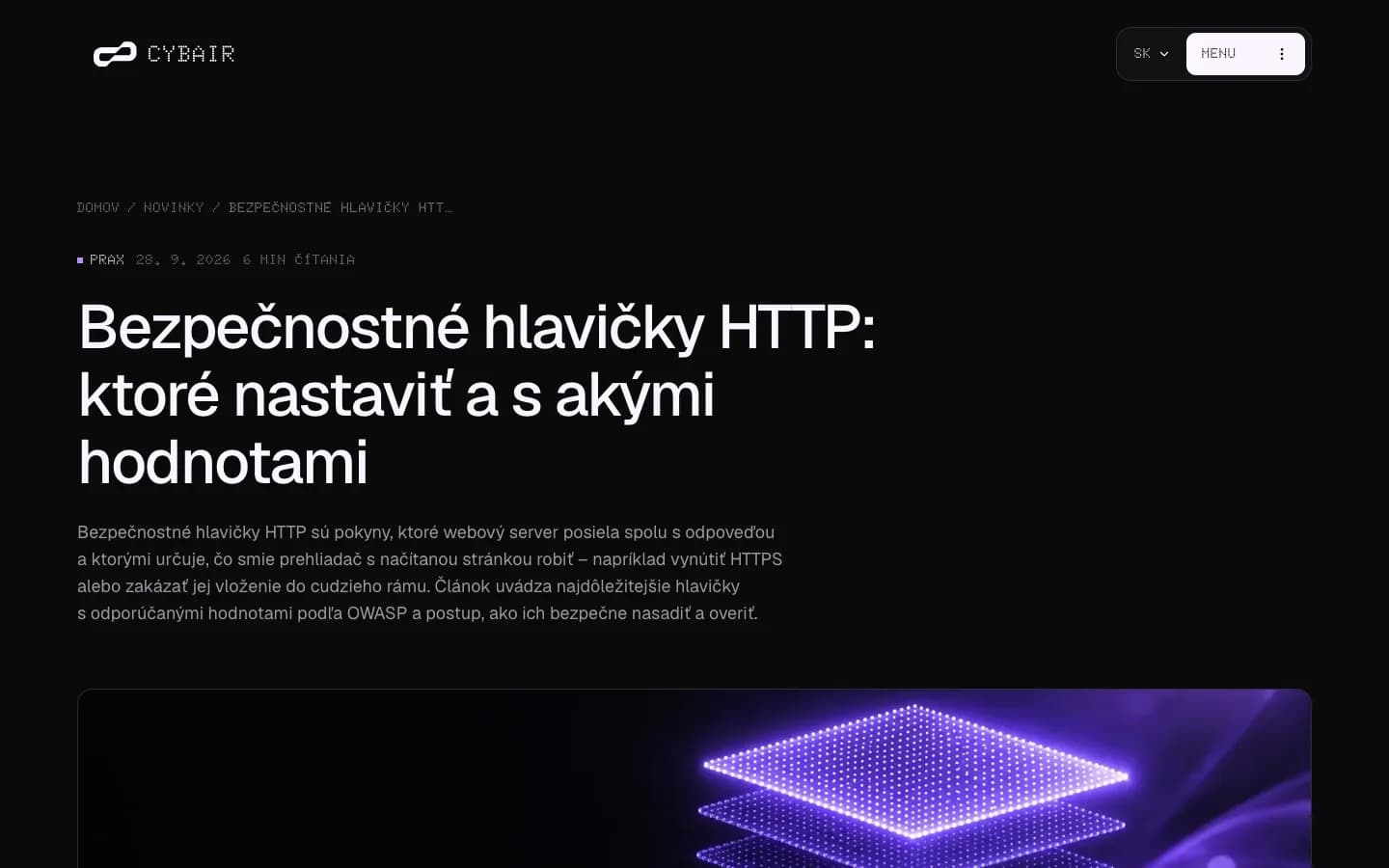 Cybair – článok o bezpečnostných hlavičkách HTTP