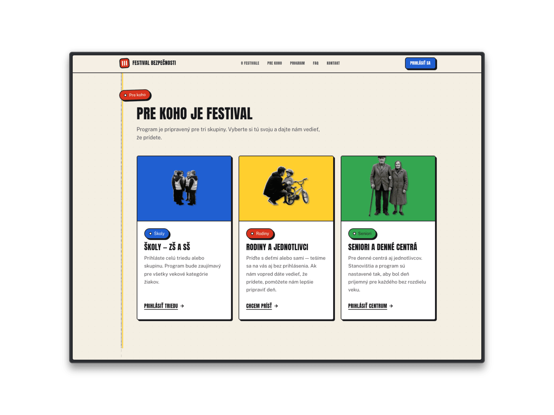 Kampaň a registračný systém pre Festival bezpečnosti 2026 — ukážka rozhrania 2