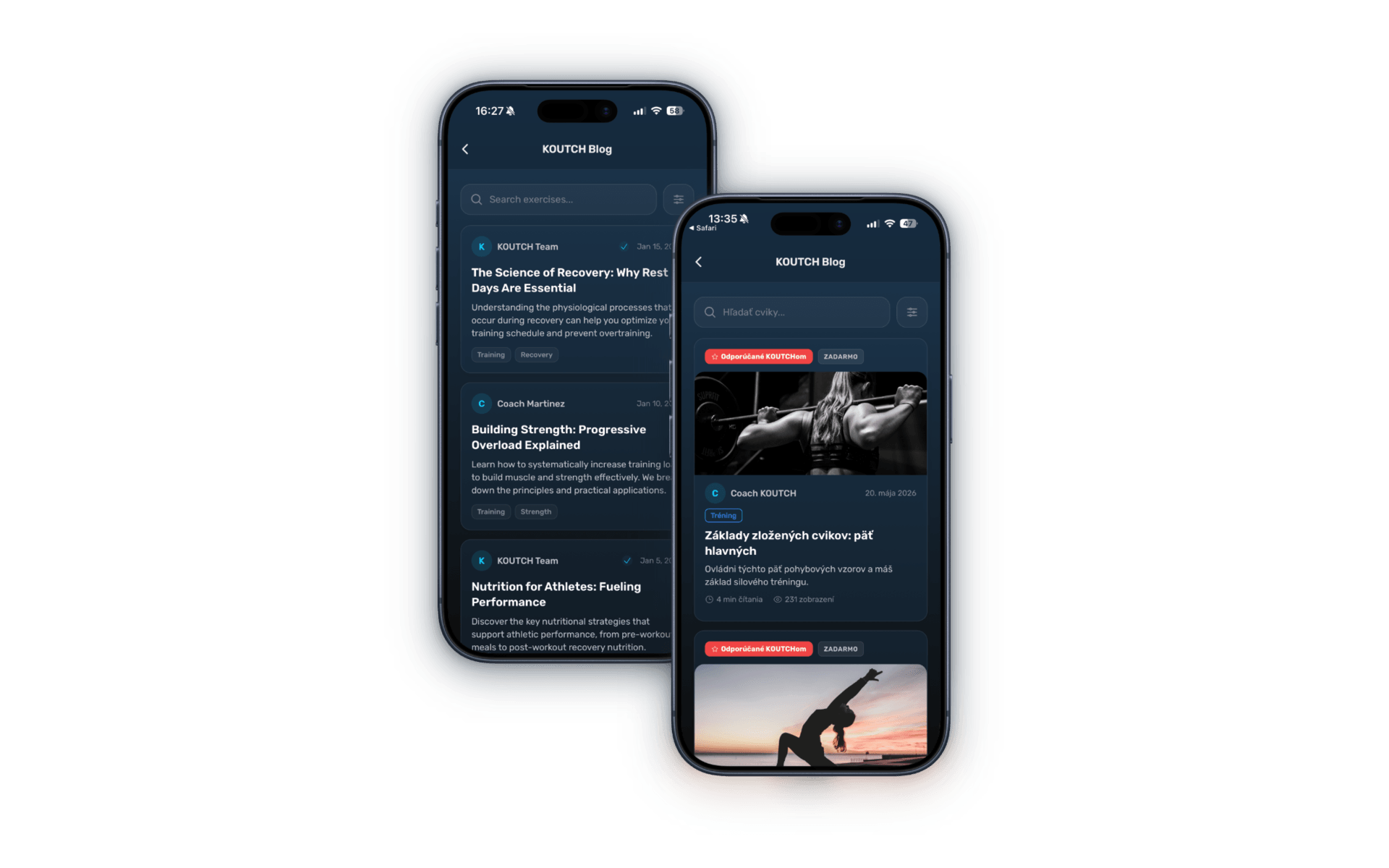 Nativní mobilní platforma pro správu tréninků a klientů — ukážka rozhrania 3