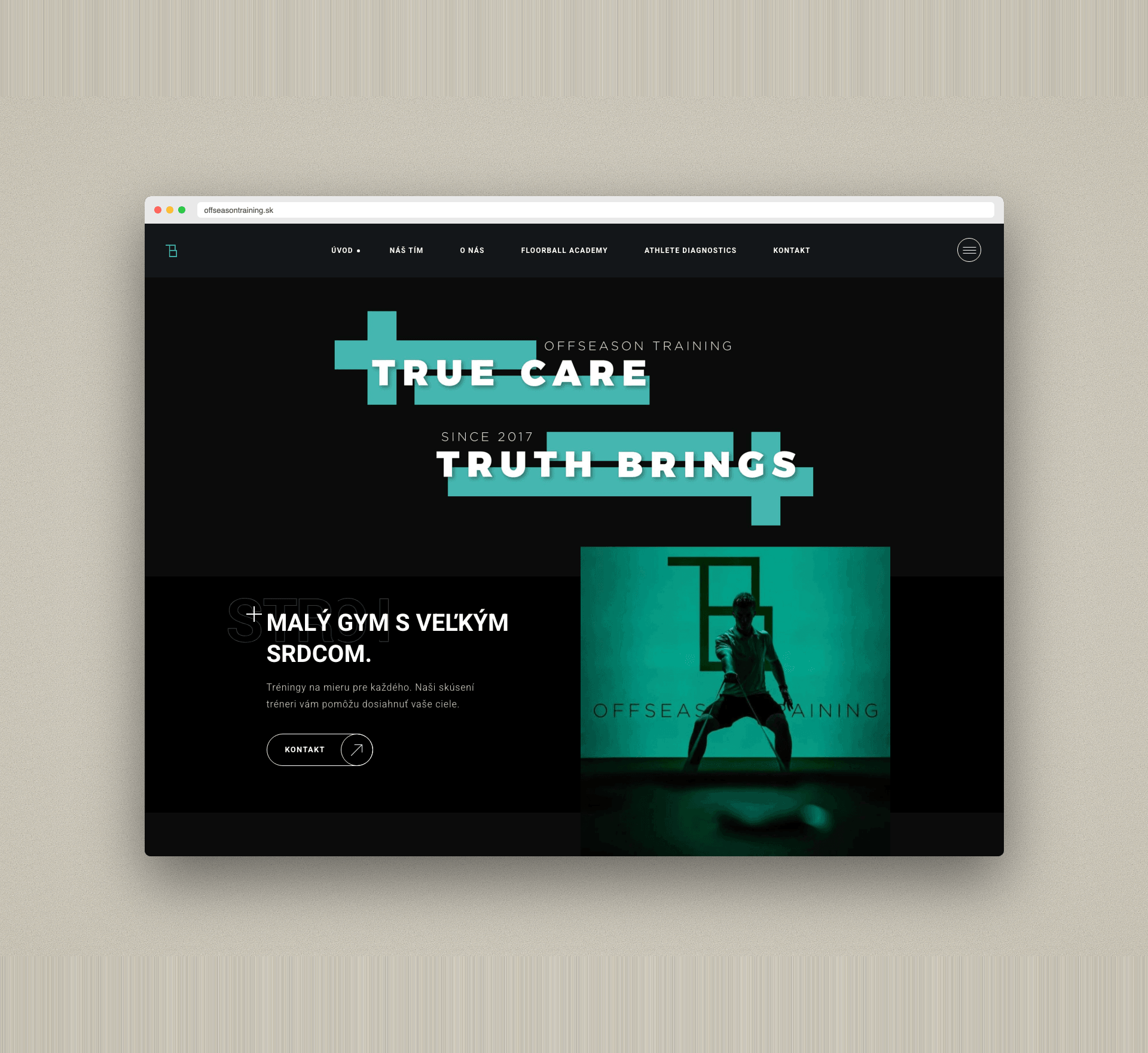 Website for Off Season Training — ukážka rozhrania 1