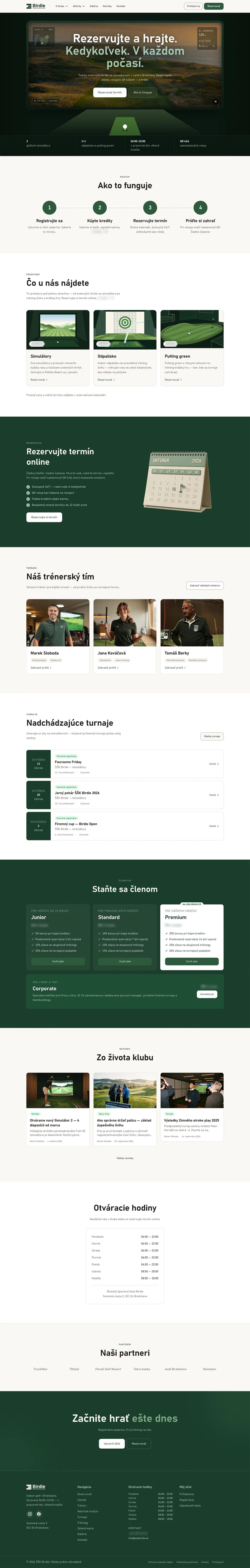 sskbirdie.sk – celá titulná stránka webu ŠŠK Birdie