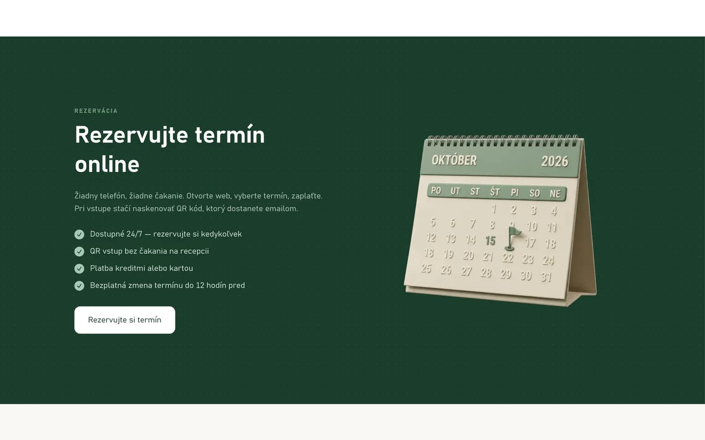 sskbirdie.sk – sekcia online rezervácie termínu