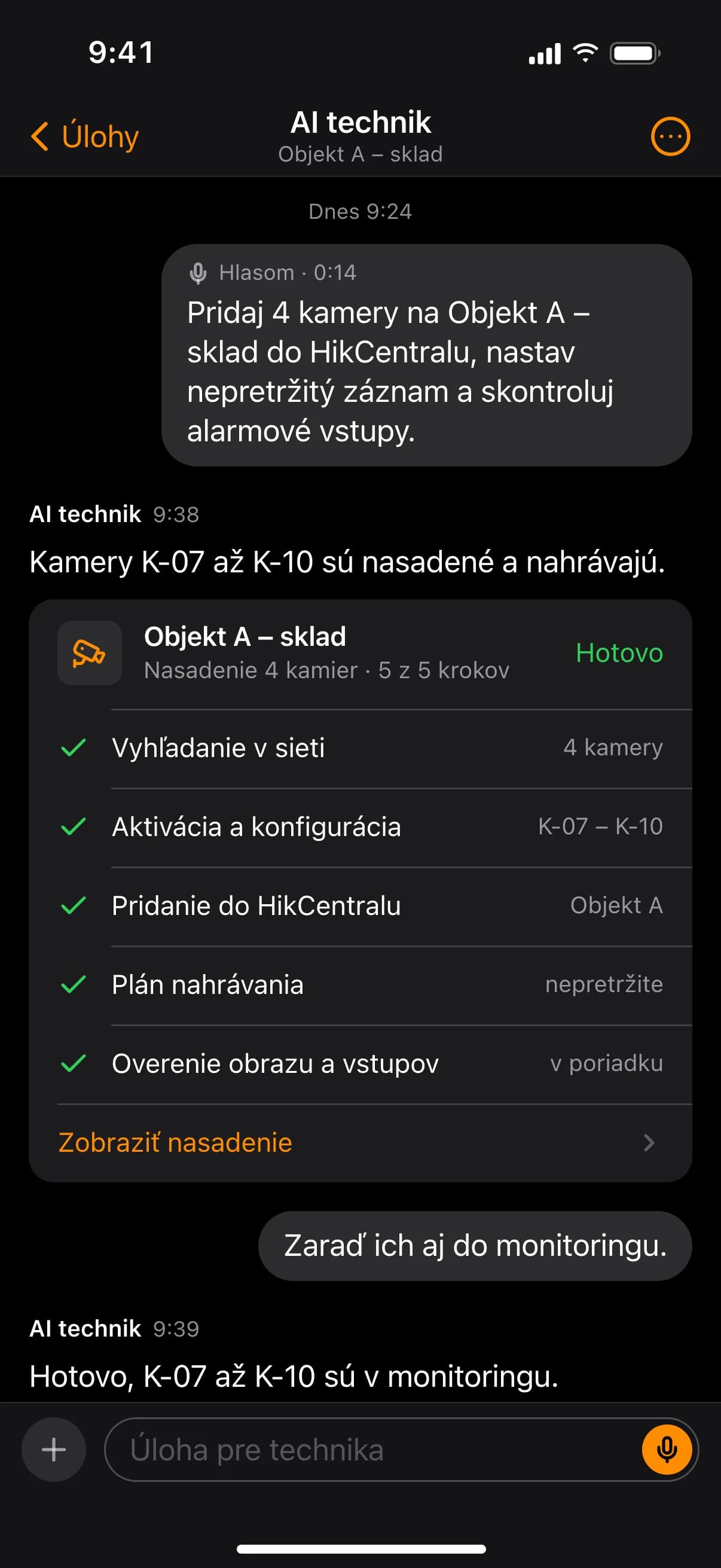 SUP Technik – hlasové zadanie a konverzácia s AI technikom